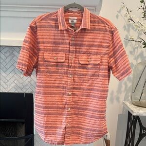 Old Navy Orange Striped Casual Shirt